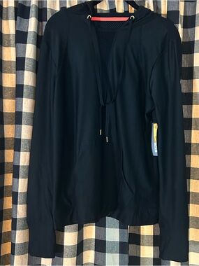 Black Lightweight California Style Hoodie, Vented Back.